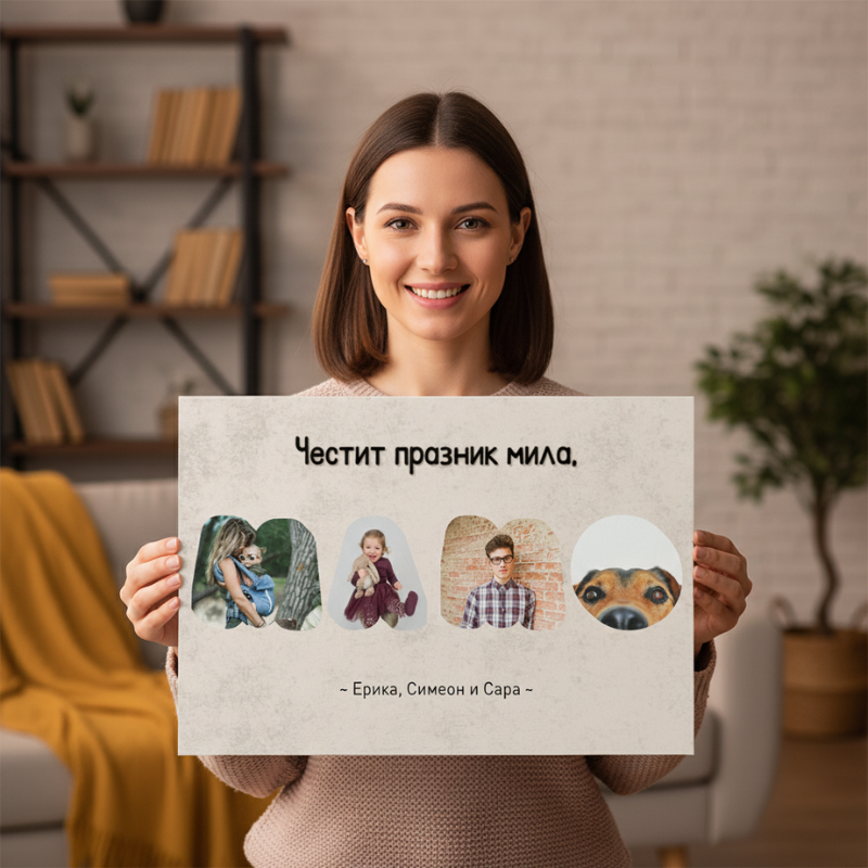Честит празник мила МАМО - 4 снимки в букви - картина