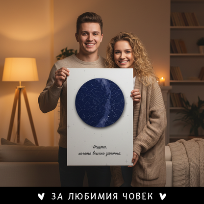 Картина - зездна карта с послание