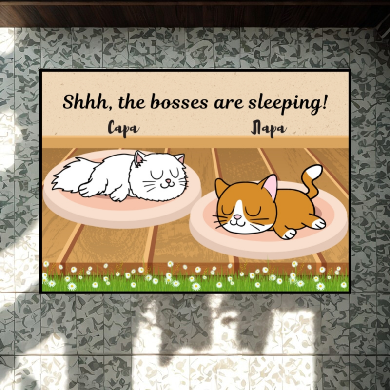 The boss is sleeping - персонализирана постелка с котки
