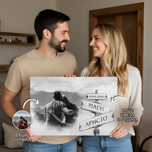 Пресечна точка - картина с ваша снимка, дата и имена