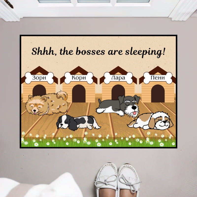 The boss is sleeping - персонализирана постелка с кучета