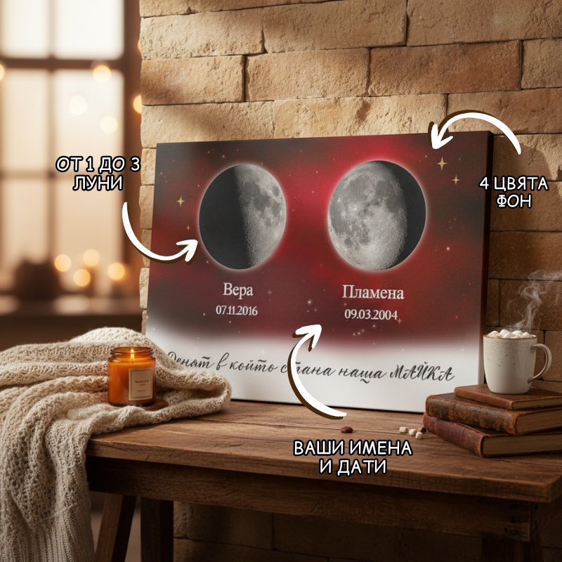 Денят в който стана наша МАЙКА - Картина с фазите на Луната