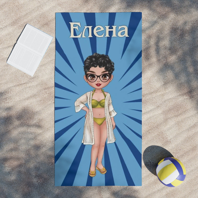 Плажна кърпа - жена с цветни фонове