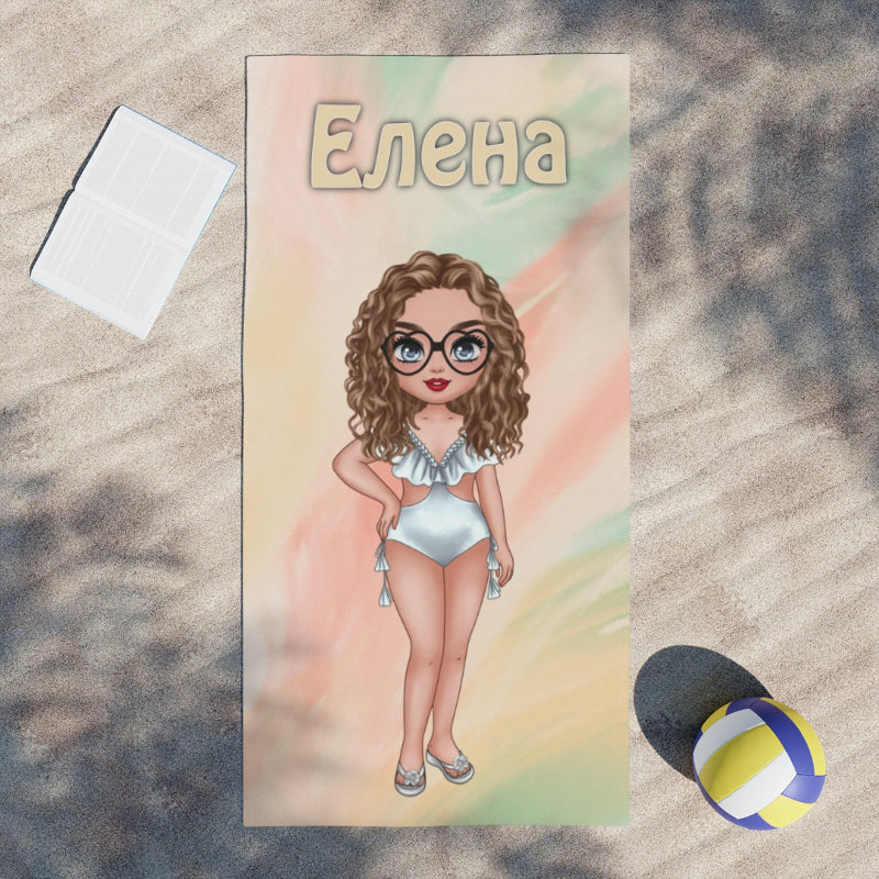 Кърпа за плаж - жена на цветен фон