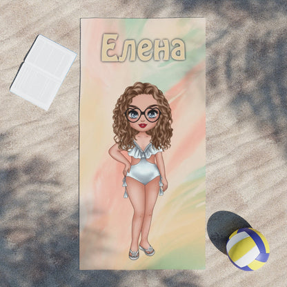 Кърпа за плаж - жена на цветен фон