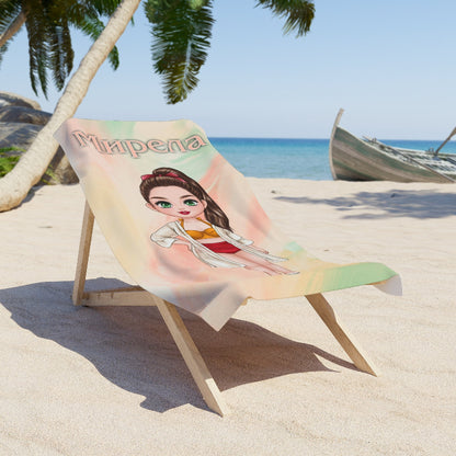 Кърпа за плаж - жена на цветен фон