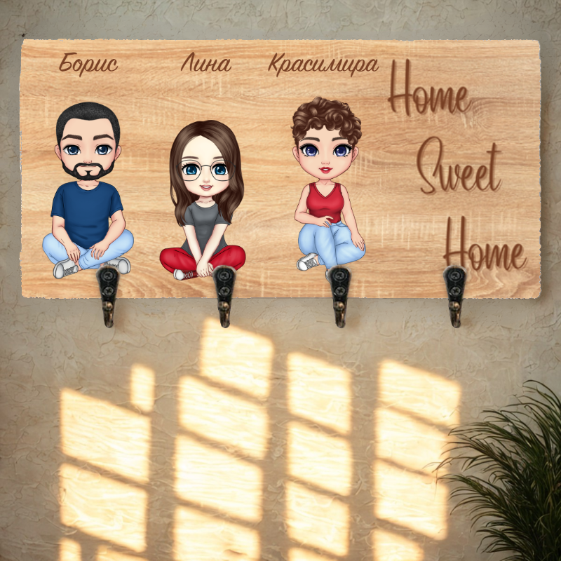 Закачалка за ключове - 2 възрастни и 1 дете