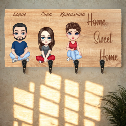 Закачалка за ключове - 2 възрастни и 1 дете