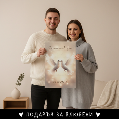 Бели гълъби - обичам те повече от всичко - картина