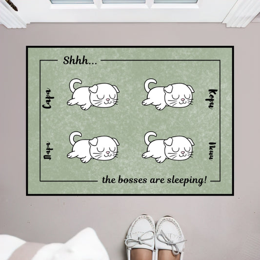 Персонализирана постелка с котки - The bosses are sleeping