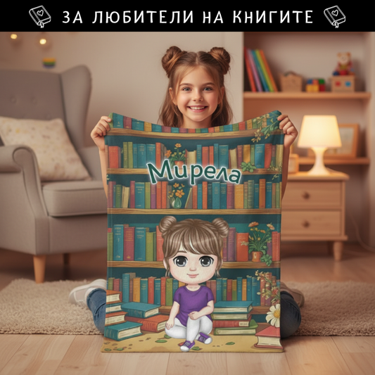 Момиче в библиотеката - поларена завивка