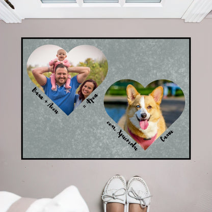 Декоративна постелка със снимки сърца