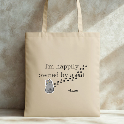 Платнена торба - I'm happily owned by a cat