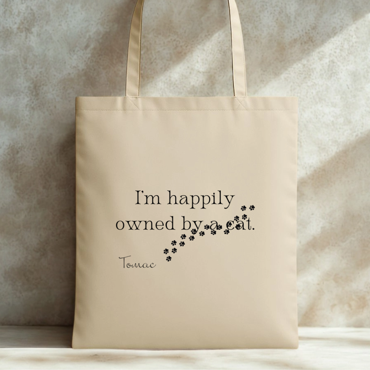 Платнена торба - I'm happily owned by a cat