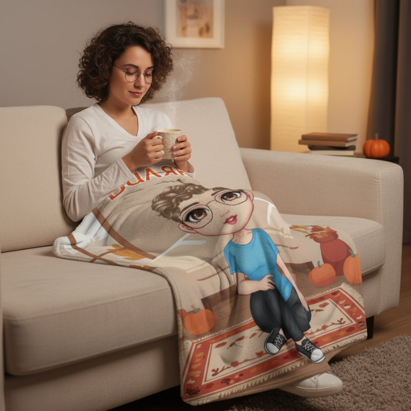 Жена аватар - есенна прегръдка - поларена завивка