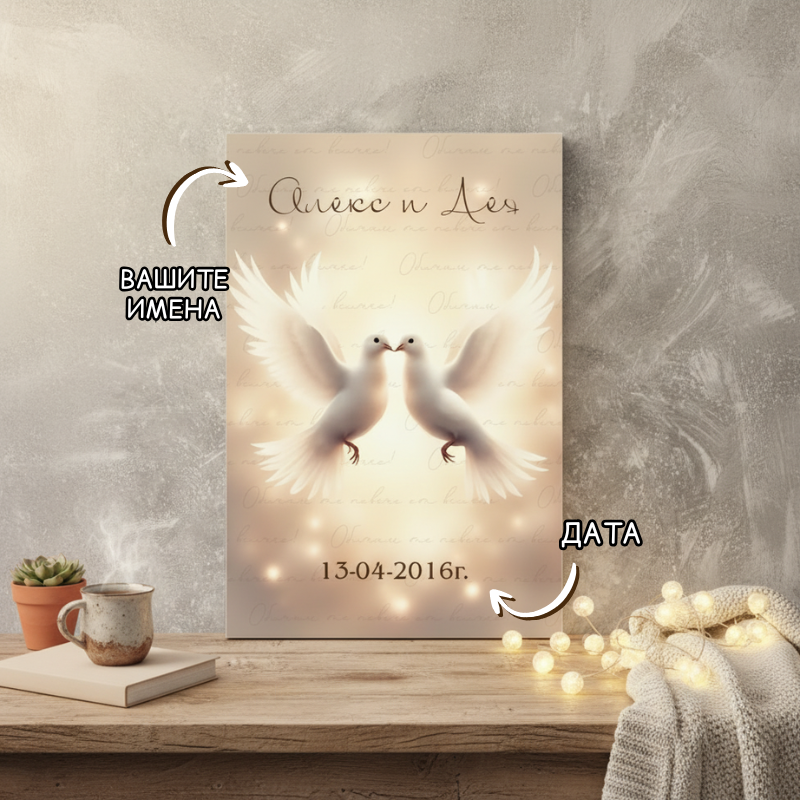 Бели гълъби - обичам те повече от всичко - картина