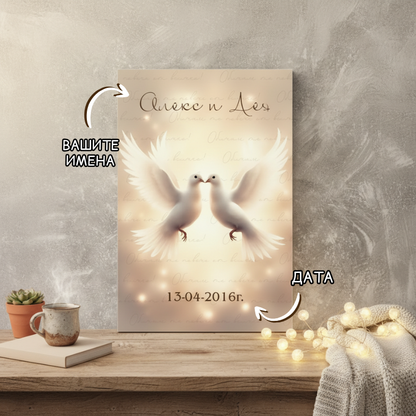 Бели гълъби - обичам те повече от всичко - картина