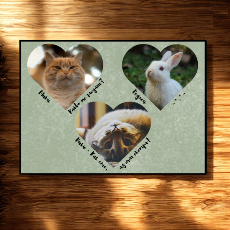 Декоративна постелка със снимки сърца