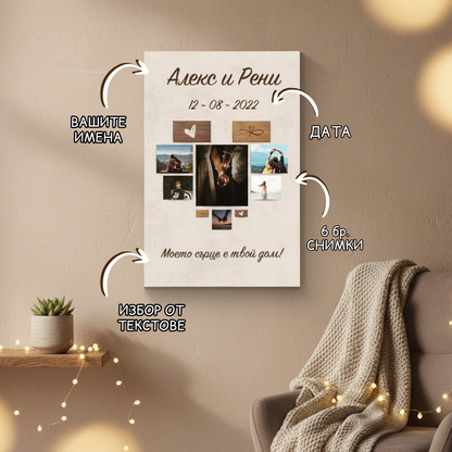 Картина - сърце със снимки