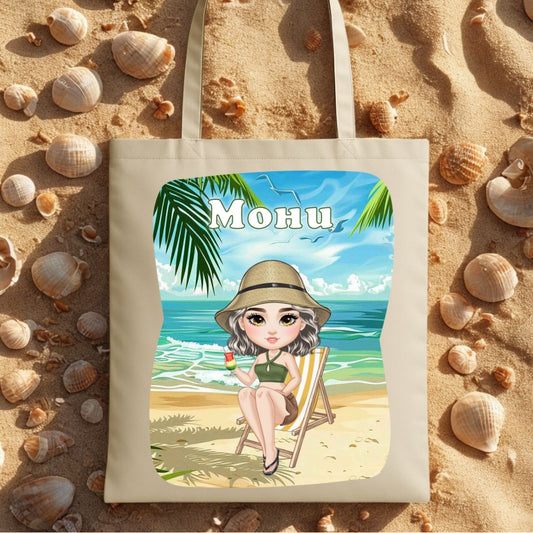 Платнена торбичка - с питие на плажа