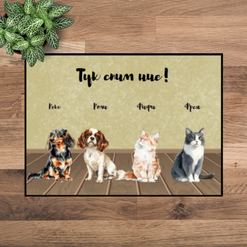 Тук спим ние - Декоративна постелка ЗА вашите любимци