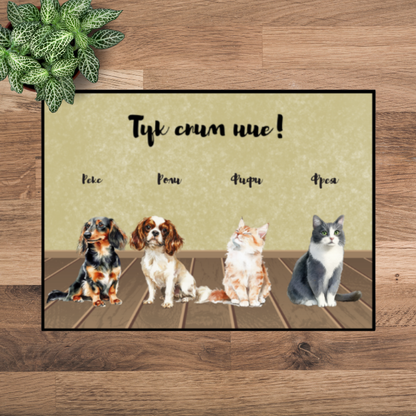 Тук спим ние - Декоративна постелка ЗА вашите любимци