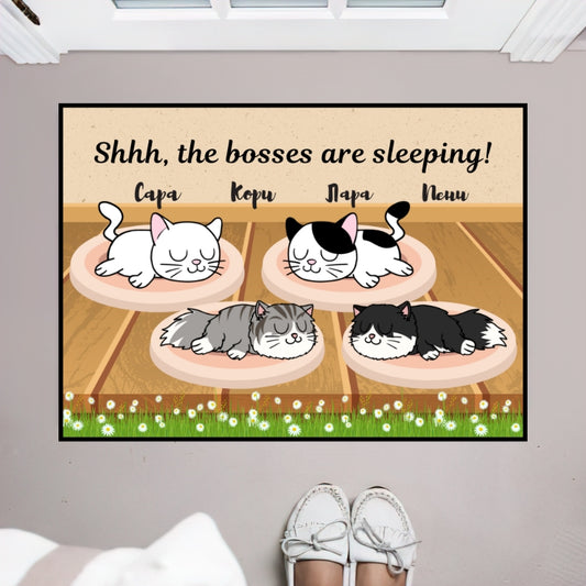 The boss is sleeping - персонализирана постелка с котки