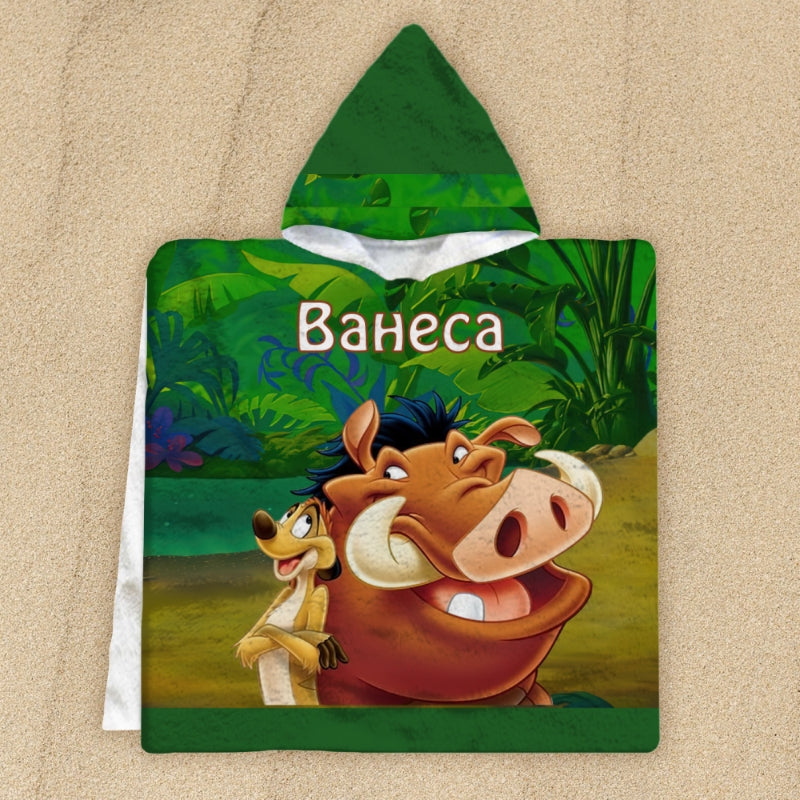 Детско пончо - Цар Лъв - Тимон и Пумба